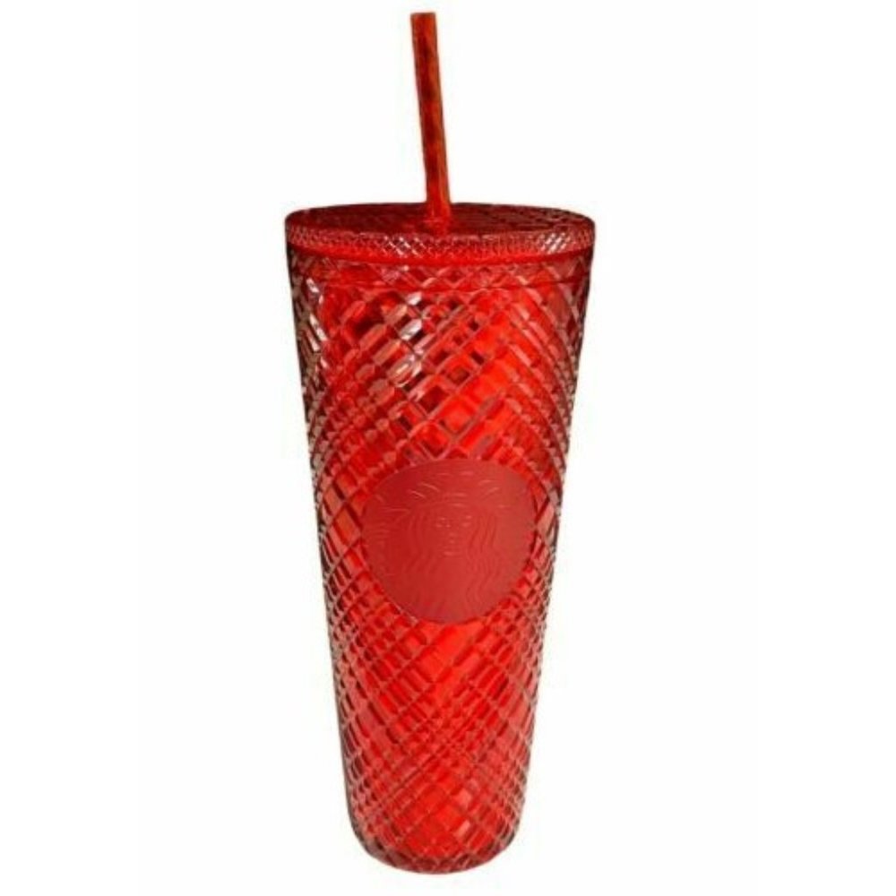 🔥Starbucks 2021 Winter Holiday 🎄RED Jeweled Tumbler Cold Cup 24oz🔥